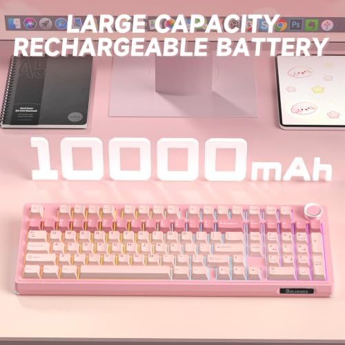 SOLAKAKA KI99 Pro 96% Wireless Mechanical Keyboard (Pink, Silent Switch)