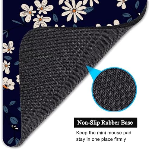 Small Mouse Pad, Mini Mouse Pad 6 X 8 Inch with Non-Slip Rubber Base for Keyboard Tray Laptops Wireless Mouse Home Office Travel, Washable & Portable (Daisy)