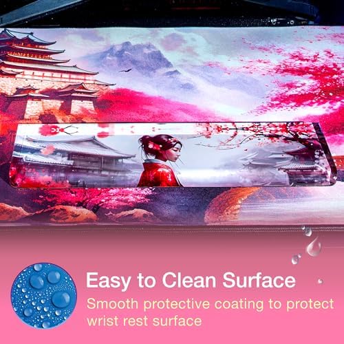 GUNMJO Acrylic Keyboard Wrist Rest, Cherry Blossom, for TKL Computer Keyboard and Mechanical Keyboard, Comfortable, Ergonomic for Easy Typing, 14x3 inches/18mm Thick