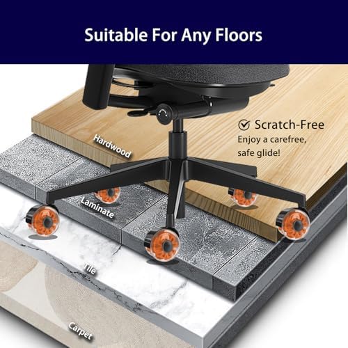 Hirate 3 inch Office Furniture Casters 7/16 inch Stem Dual Rubber Wheel