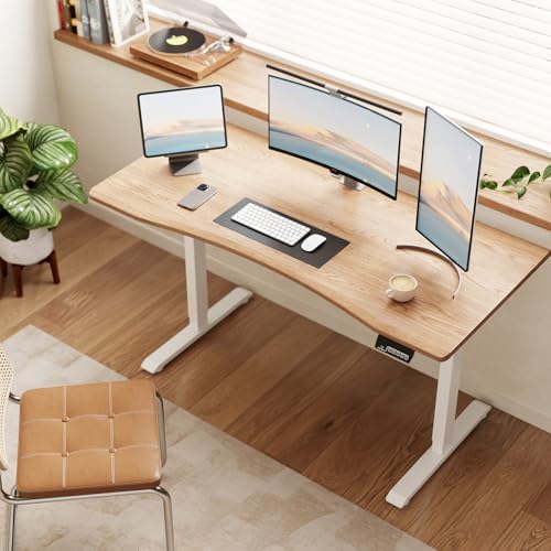 Solid Wood Electric Standing Desk, 55"x23.6" Oak Standing Desk