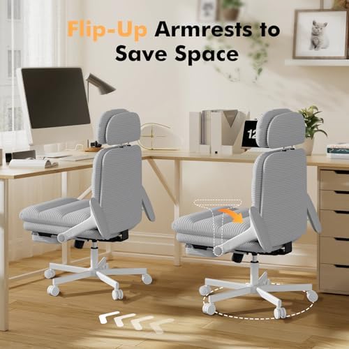 GXJ Criss Cross Legged Office Chair with Flip-up Arms, Footrest, G800 Plus