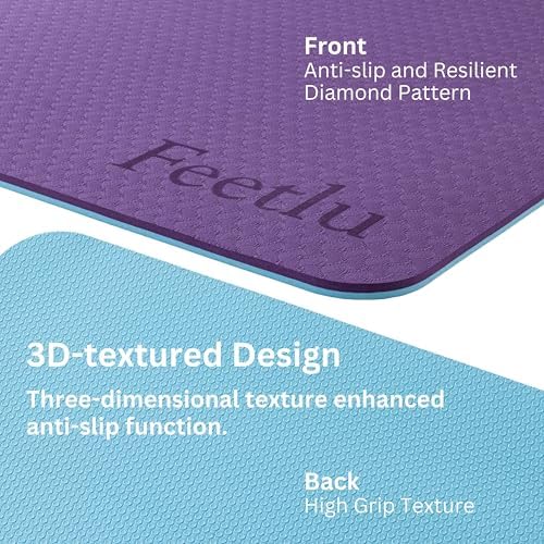 Extra Thick 10mm Yoga Mat, 72" x 24", Non-Slip with Carry Strap