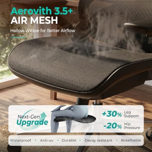 CAPOT Ergonomic Office Chair 400lbs Mesh Seat, High Back Adjustable Lumbar, 90/110/125°Backrest Lock, Flip-up Armrests, 3D Headrest, Computer Desk Gaming Chair with PU Wheels - Black