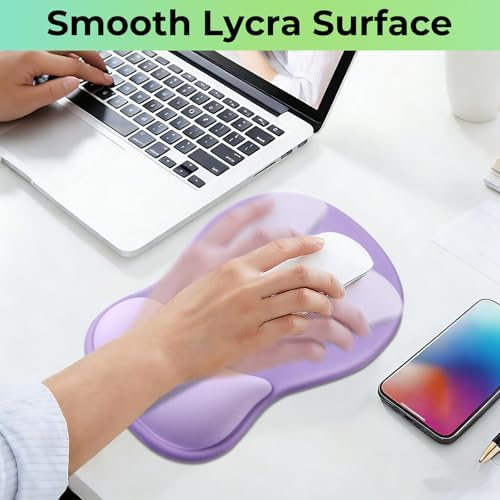 Gel Wrist Rest Mouse Pad, Ergonomic Mousepad with Wrist Support, Relieve Wrist Pain, Gaming Mousepad with Concave Design Cushion & Non-Slip PU Base, for Home Office Laptop Computer, Purple
