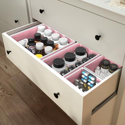 Simple Houseware Foldable Drawer Organizer Stocking Bin, Set of 12, Pink