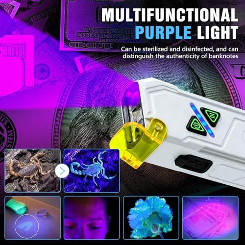 EDC Flat Flashlight Rechargeable, Pocket Light, with UV Light White