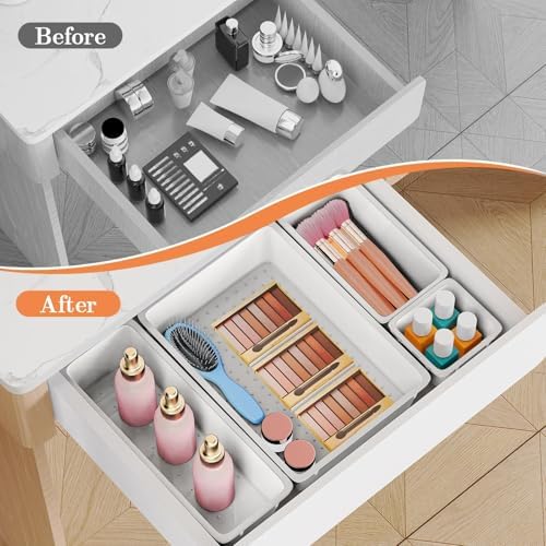 SpaceHacks 25 PCS Plastic Drawer Organizer, 4-Size Versatile Organizer Trays & storage Bins