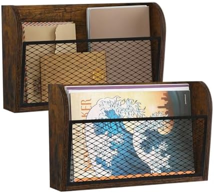 YINMIT 2 Packs Wall File Organizer-Holder, Hanging File Organizer, Wall Mounted File Holder, Wall Mount Paper Folder Rack for Office and Home