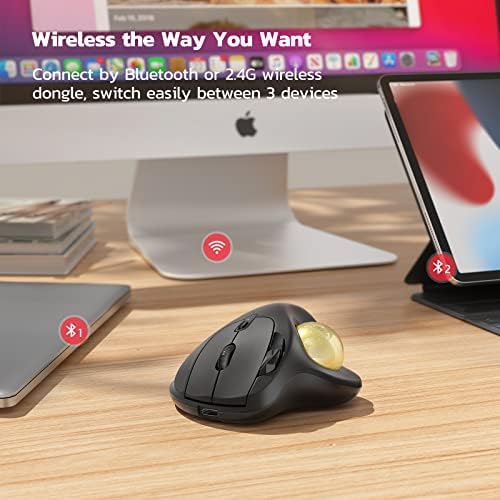 Nulea M501 Wireless Trackball Mouse Ergonomic Thumb Control, 4 DPI Levels