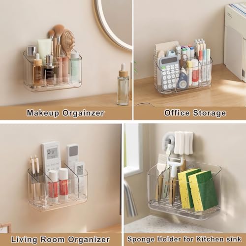 Toothbrush Holder for Bathroom Wall Mounted, 5 Slots Acrylic Toothbrush and Toothpaste Organizer with Removable Dividers Large Capacity Electric Toothbrush Holder for Bathroom Accessories, Smoke Grey