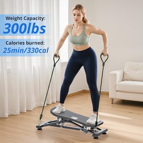 RYGEO Balance Board with Resistance Bands, Versatile Rocking Stepper, Wobble Board Featuring LCD Monitor, 330 lbs High-Capacity Ski Twister Trainer for Full Body Exercise at Home