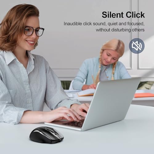 TECKNET Wireless Mouse, BT 5.0/2.4G, Rechargeable 6-DPI Silent, Black