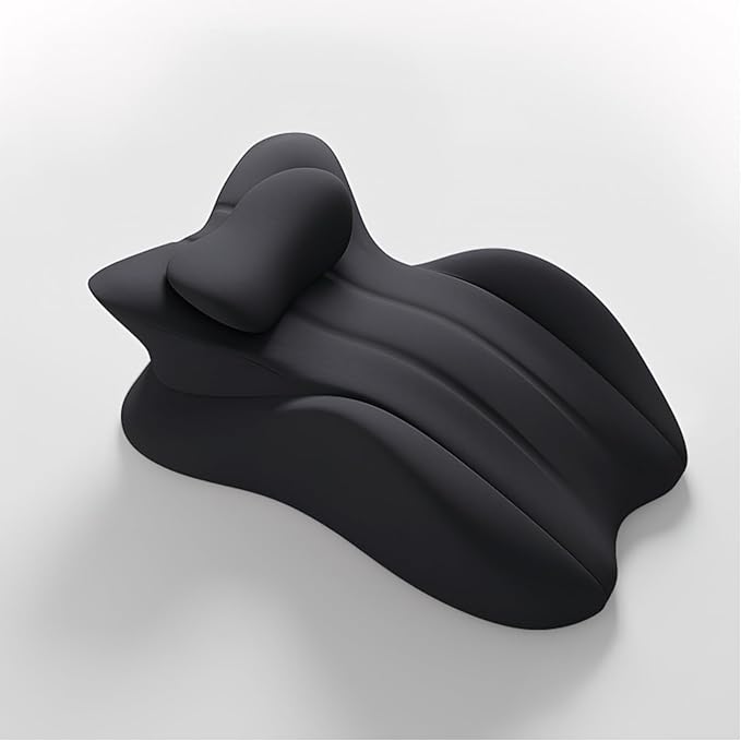 27°Ergonomic Contour Pillow-Memory Foam Back Support for Reading,Bed Rest&Post Surgery Recovery,Lumbar & Neck Pain Relief Cushion (Upgrade to Plus Size Black 23.62 x 17.32 x 11.02 inches)