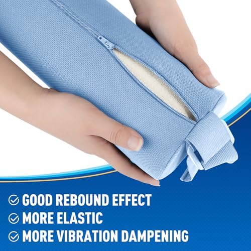 CushZone Memory Foam Lumbar Roll Support Pillow, Large Light Blue
