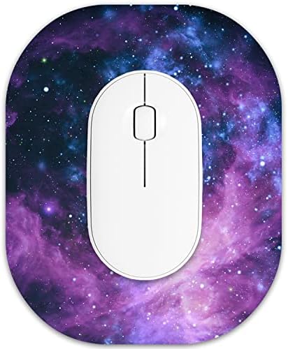 Small Mouse Pad 6 x 7 Inch, Oval Mini Mouse Pad with Non-Slip Rubber Base, Waterproof Compact Mouse Mat for Laptop Computer Wireless Mouse Keyboard Tray Home Office Travel, Purple Nebula