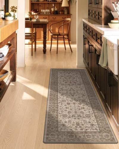 DEXI Kitchen Floor Mats Cushioned Anti Fatigue Runner 24x59 Brown Floral