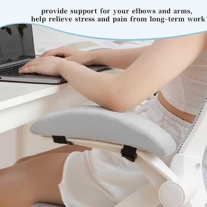 Office Chair Armrest Pads, 2 Pack Memory Foam Arm Rest Covers - Grey