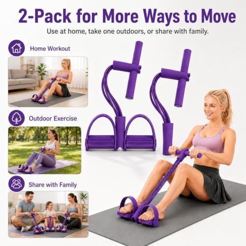 Pedal Resistance Band with Handles, 6 Tube Body Multi-Fitness Equipment