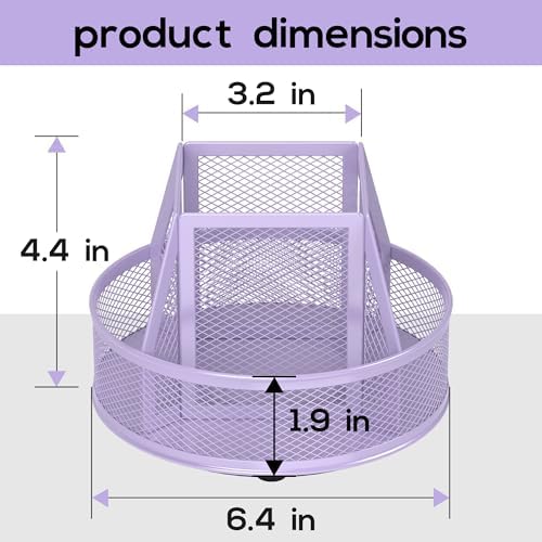 YINGHUA 360°Rotating Mesh Desk Organizer & Pen Holder - Purple