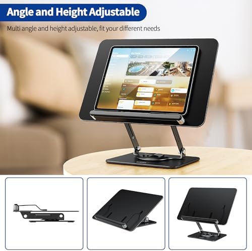 BESIGN BS02 Book Stand for Reading, Adjustable Book Holder, Ergonomic Laptop Stand, Cookbook Stand, Recipe Book Holder with Elastic Page Clips for Music Scores, Recipe, Tablet