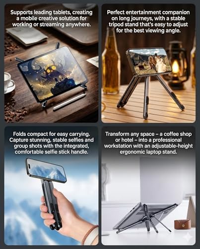 Foldable Magnetic Laptop Stand, Portable Aluminum Ergonomic Riser