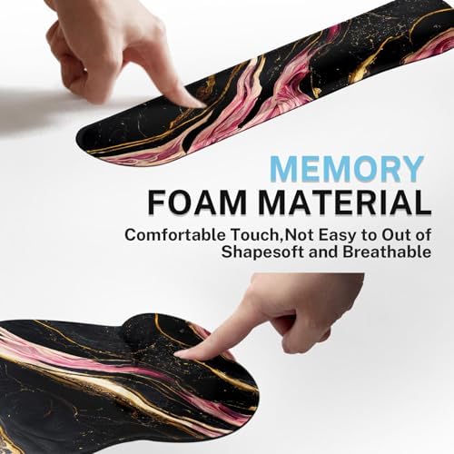 Britimes Ergonomic Mouse Pad Set with Wrist Rest, Marble Black