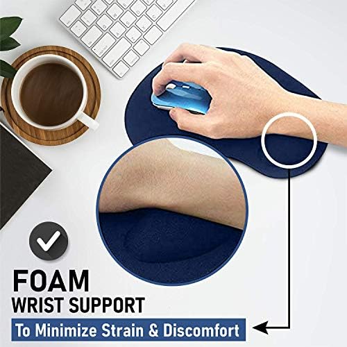 Ergonomic Mouse Pad with Wrist Rest, Gel Wrist Support Mousepad, Pain Relief Laptop Computer Mouse Pad, Non-Slip Mouse Pads for Home & Office (Blue, Regular)