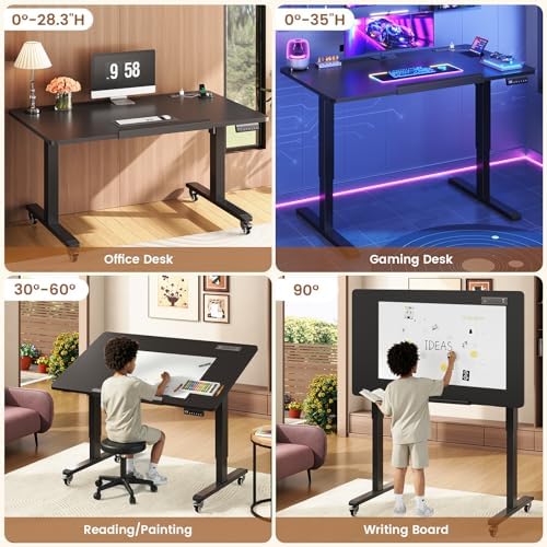 SEDETA 47 x 24 Inches Electric Standing Desk, 180° Tiltable Mobile Rising