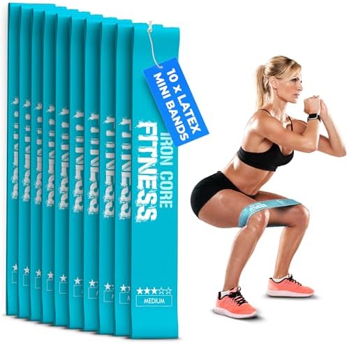 Latex Mini Resistance Bands Sets for Trainers, Bootcamp, Gym for Men and Women in Fun Colors - Ebook, Videos and Workout Chart Included by Iron Core Fitness