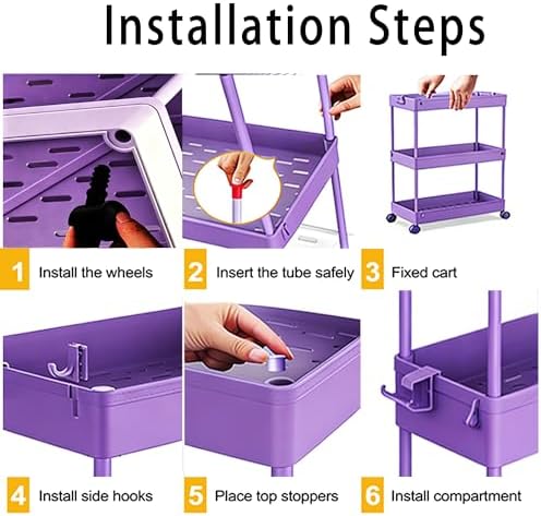 SPACELEAD 2-piece Set Slim Storage Cart 3 Tier,Bathroom Organizer Rolling Utility,Mobile Shelving Unit Slide Out for Office, Kitchen, Laundry Room & Narrow Places
