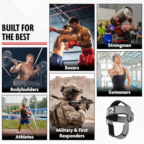 DMoose Fitness Neck Harness for Weight Lifting - Soft Padded Head & Chin Strap with 30" Heavy Duty Steel Chain - Neck Exerciser, Trainer & Strengthener to Support Injury Recovery and Intense Workouts