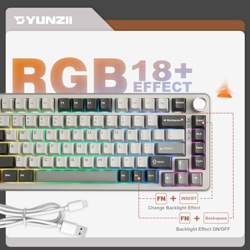 YUNZII B75 PRO 75% Wireless Mechanical Keyboard (Grey,Milk Switch)