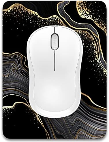 Dapesuom Small Mouse Pad, 6 x 8 Inch Thick Rubber Premium-Textured Non-Slip Portable & Washable Mini Mouse Mat for Women Men Wireless Laptops Keyboard Tray Gaming Computer Office Travel, Black Marble