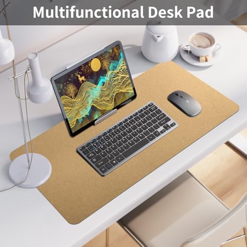 Bloss Leather Desk Mat, Gold Mouse Pad, Non-Slip/Waterproof Desk Pad, Desk Matt for Desktop, Desk Pad Mat for Office Work/Home - Copper Gold(27.6 x 13.8 Inches)