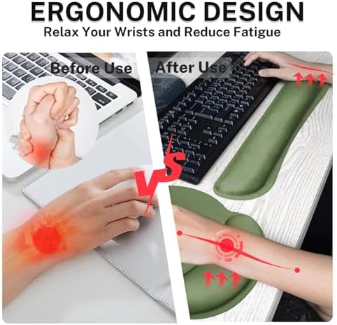 Britimes Ergonomic Mouse Pad Set with Wrist Rest, Green