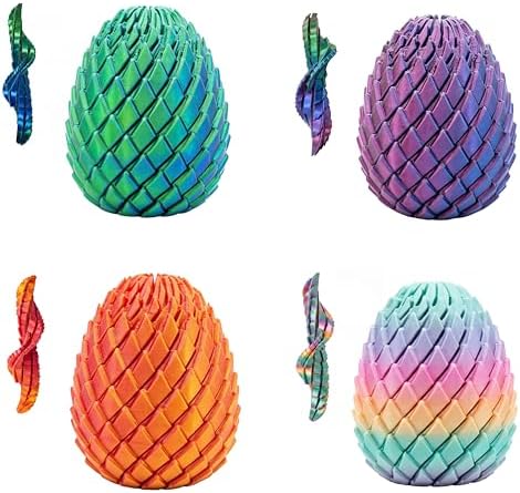 3D Printed Fidget Toy, Twisty Dragon Eggs, Spiral Slippery Egg Fidget Toy, Stress Relief Sensory Desk Toy for Adults and ADHD, Rotating Focus Anxiety Relief Pocket Toy (4PCS)
