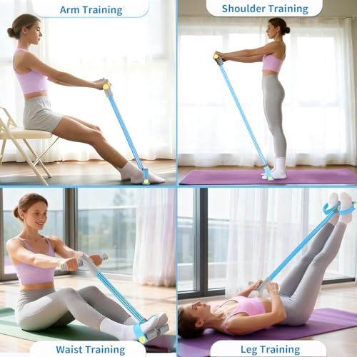 Pedal Resistance Band with Handle, Upgraded 6-Tube Exercise Bands