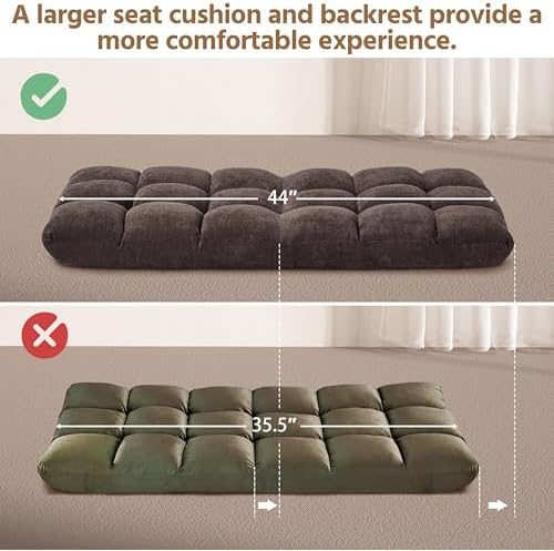 Yaheetech 14-Position Folding Floor Chair with Back Support Brown 2pcs