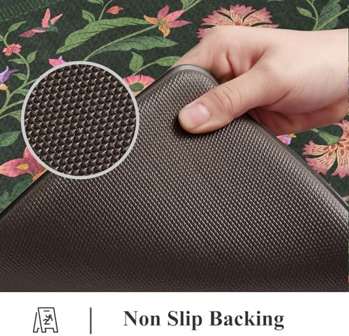 Collive Green Anti Fatigue Kitchen Mats, Washable Kitchen Rugs Sets of 2