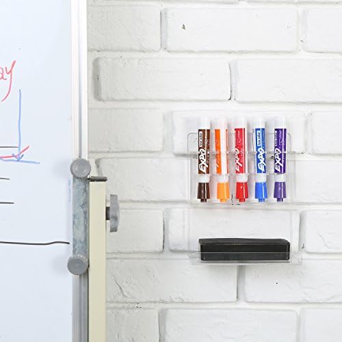 MyGift Acrylic Dry Erase Marker Holder, 5 Marker & Eraser Rack Set of 2