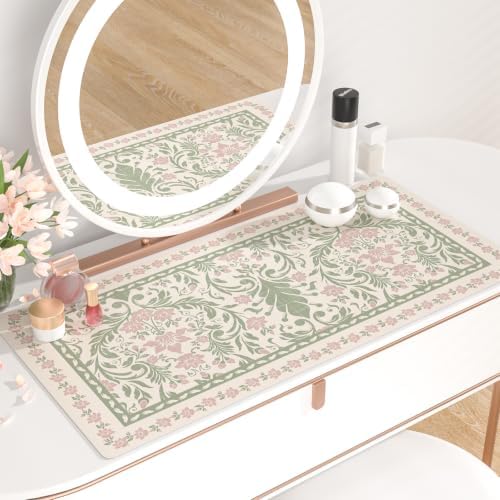 QIYI PU Leather Large Mouse Pad, Waterproof Desk Mat, 31.5" x 15.7", Floral