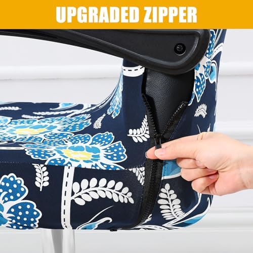 Smiry Stretch Printed Office Computer Desk Chair Covers, Midnight Blue