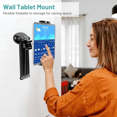 Mippko Foldable iPad Wall Mount Holder,Aluminium Extendable Tablet Wall Mount for 7~12.9 inch Tablets iPad/Nexus/LG G Pads/e-Reader/Switch,Adjustable Extension Articulating Arm Swivels Mount