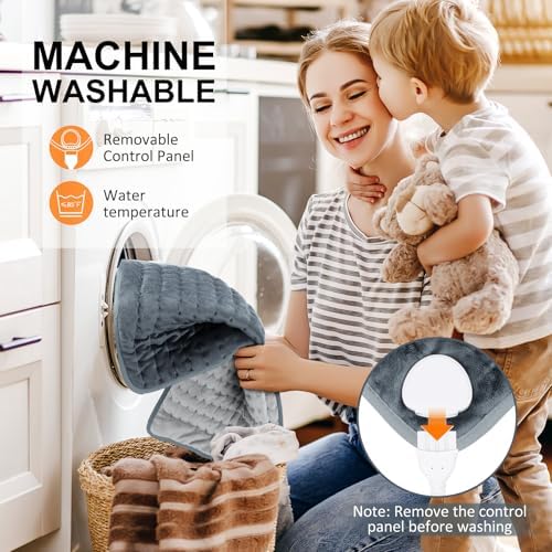 Heating pad for Back/Shoulder/Neck/Abdomen, Heating Pads with 6 Fast Heating Settings, Auto-Off, Machine Wash, Birthday Gifts for Women Mom Men Dad, Extra Large 12"x24", Iron