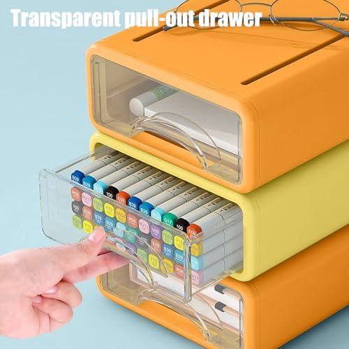 Desk Organizer with Drawers, Stackable Storage Drawers with Compartments Desktop Organization for Office Supplies, Makeup, Pencils, Tape, Erasers, Paperclips, Chargers (2S2M)