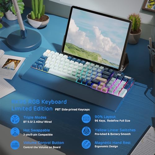 RK ROYAL KLUDGE RK96 RGB Wireless Mechanical Gaming Keyboard w/Wrist Rest