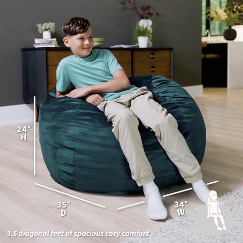 Big Joe Fuf 3.5Ft Foam Bean Bag Chair for Kids, Teens, Mediterranean Plush Polyester, 3.5 Foot Large Ultra-Soft Seat for Gaming, Bedroom, Reading Nook