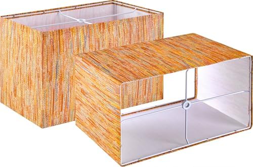 GO&SO Medium Rectangle Lamp Shades Set of 2,14"L×8"W×9"H Texture Multi-Red