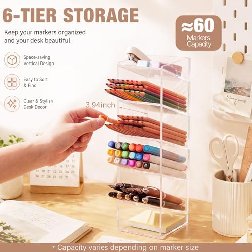 MotiMind Acrylic Pen and Marker Organizer for 60 Markers